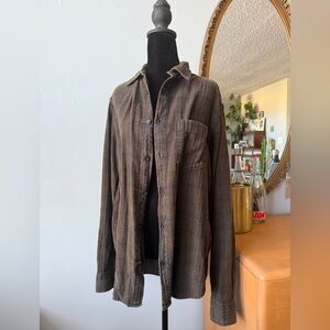 BDG Men's Dark Brown/Faded Black Flannel